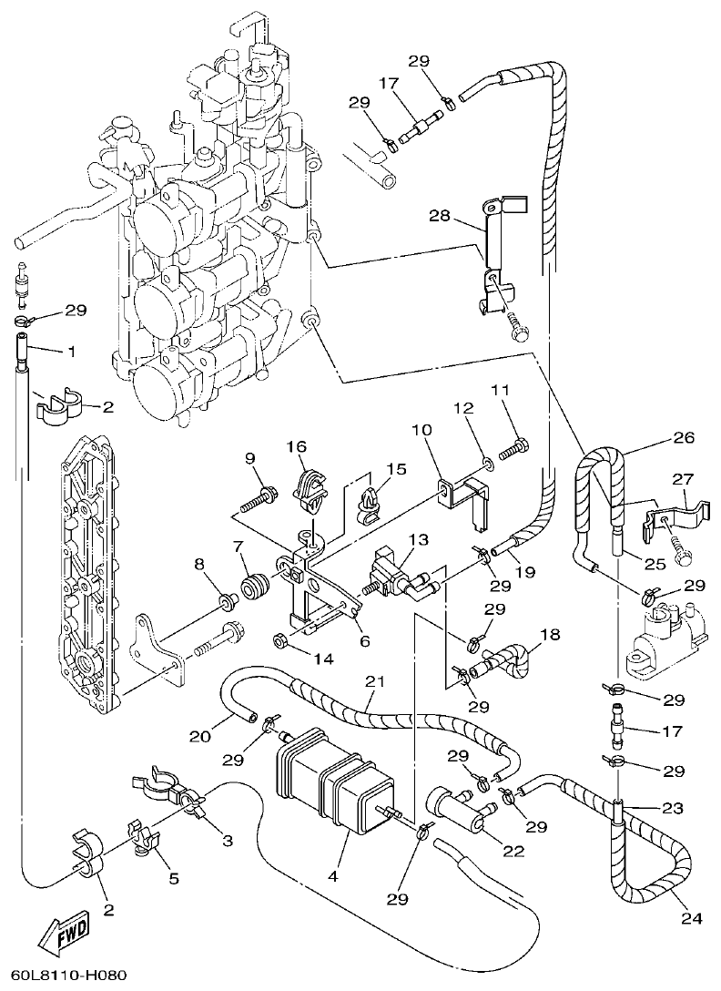 Yamaha F200BET, FL200BET INTAKE 2 parts diagram